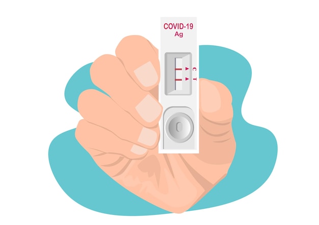 Ludzka Ręka Trzymająca Pozytywny Zestaw Testu Rapid Antigen Podczas Testu Covid19