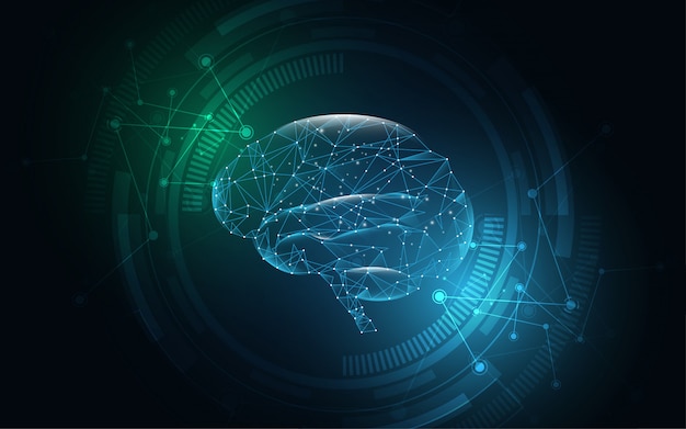 Plik wektorowy ludzki mózg cyfrowy graficzny kropka i linia