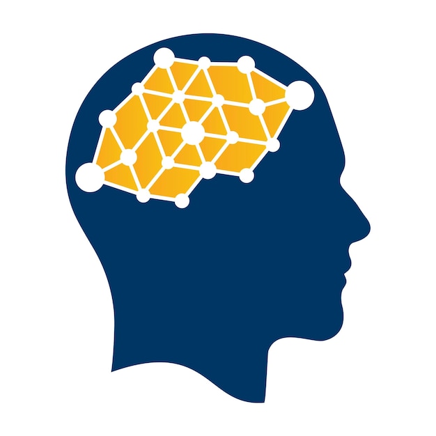 Ludzki Mózg Połączenie Wektor Logo Koncepcja Techno Koncepcja Logo Ludzkiej Głowy Kreatywny Pomysł