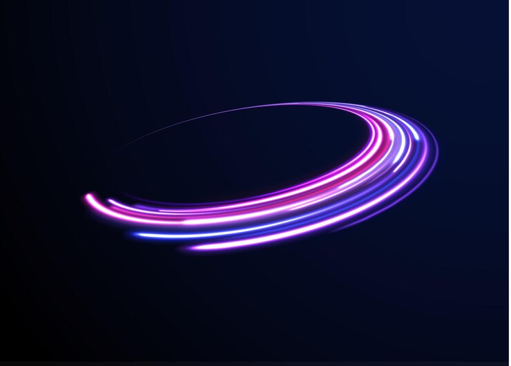 Wektor łuk światła w neonowych kolorach w formie obrotu magiczny jasny blask światła linii energetycznych