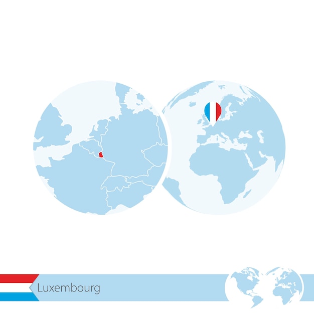 Luksemburg Na świecie Z Flagą I Regionalną Mapą Luksemburga. Ilustracja Wektorowa.