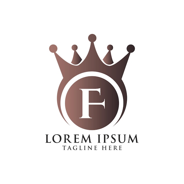 Luksusowa Korona Litera Znak F Logo Szablon Wektor Projektu