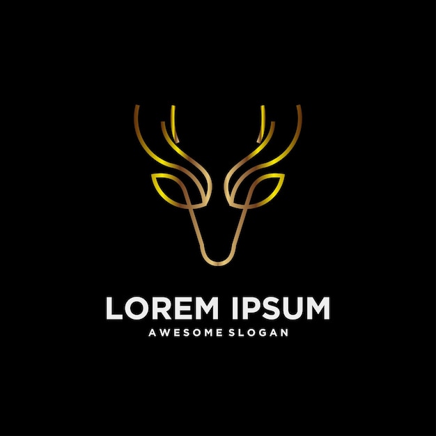 Luksusowa linia jelenia głowy ze złotym szablonem logo
