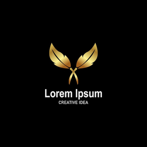 Luksusowa Linia Liści Z Szablonem Logo W Kolorze Złotym