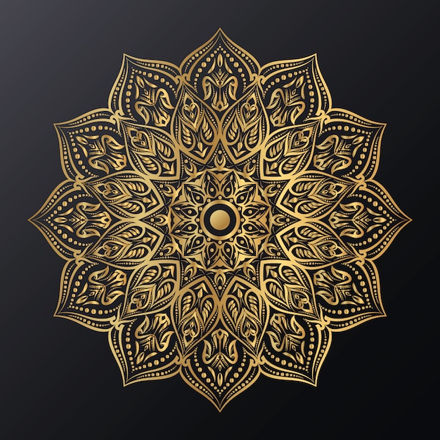 Luksusowa Mandala Ze Złotymi Arabeskowymi Ornamentami