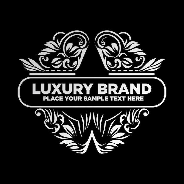Plik wektorowy luksusowa marka srebrny logo kwiatowy wzór wektor