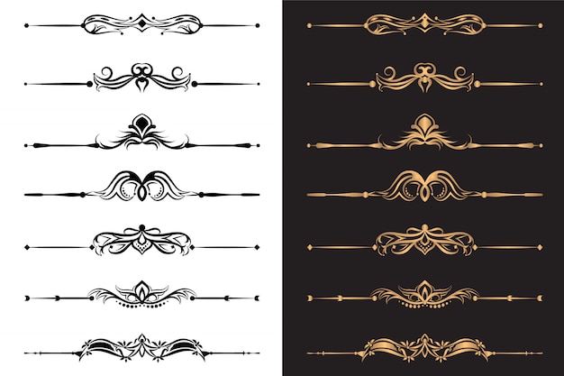 Plik wektorowy luksusowe elementy ozdobne i dekoracyjny zestaw przegród