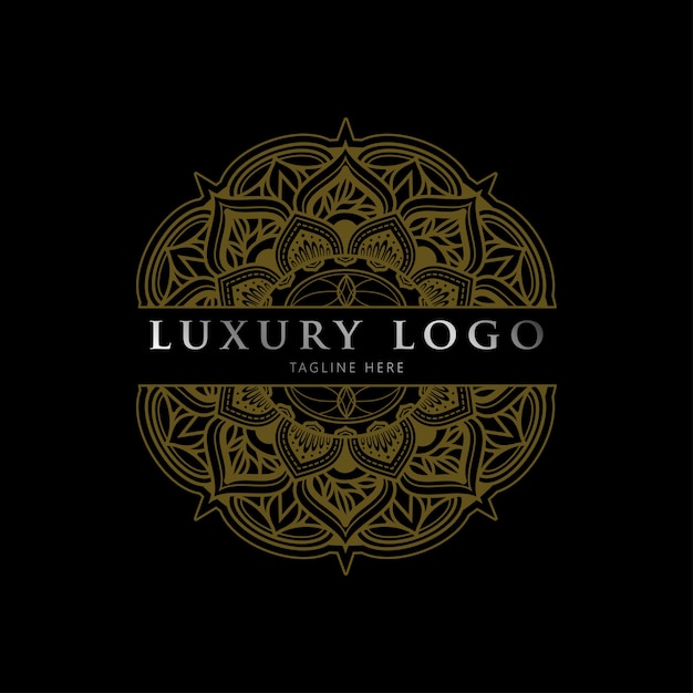 Luksusowe Geometryczne Złoto Srebrne Logo Mandali