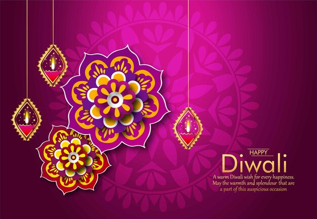 Plik wektorowy luksusowe kartki z życzeniami happy diwali ze złotymi lampami diya abstrakcyjny baner sprzedaży grand diwali dhamaka