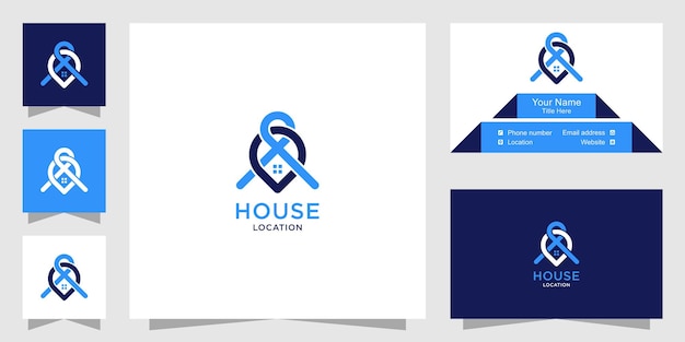 Luksusowe logo lokalizacji domu i szablon wizytówki