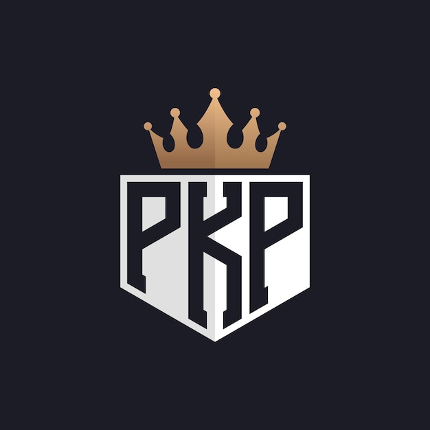 Luksusowe logo PKP z koroną Eleganckie inicjały Logo PKP dla ekskluzywnych marek Monogram PKP dla wysokiej klasy firm