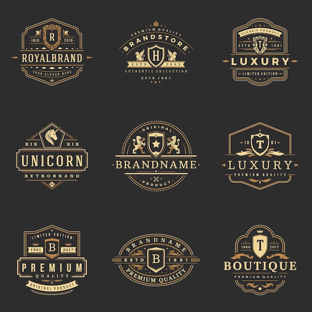 Luksusowe Monogramy Logo Szablony Zestaw Obiektów Wektorowych