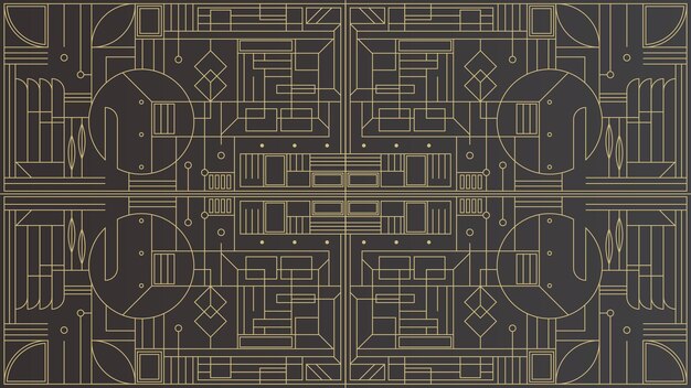 Luksusowe Nowoczesne Ozdoby Art Deco Czarno-złoty Wzór Geometryczny Vintage Wzór Tła Tapeta