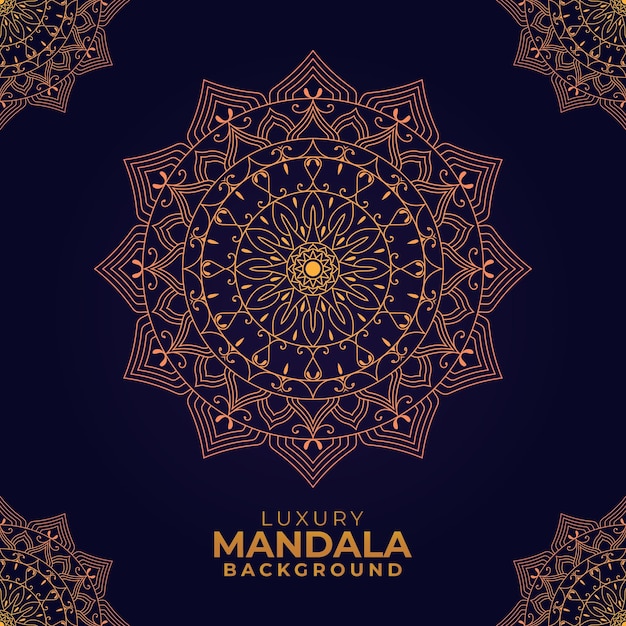 Luksusowe ozdobne Mandala Design tła, złoty kolor Luksusowe Mandala ozdobne