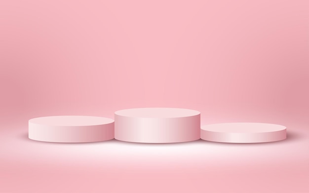 Luksusowe Podium 3d Dla Pustych Produktów Kosmetycznych Pokaż Scenę Na Miękkim Różowym Tle