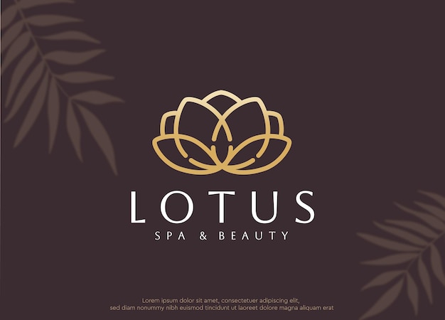 Plik wektorowy luksusowe złote logo spa z kwiatem lotosu