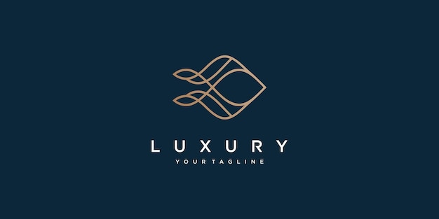 Luksusowy Abstrakcyjny Liniowy Projekt Logo Z Unikalnym Kształtem Premium Wektor