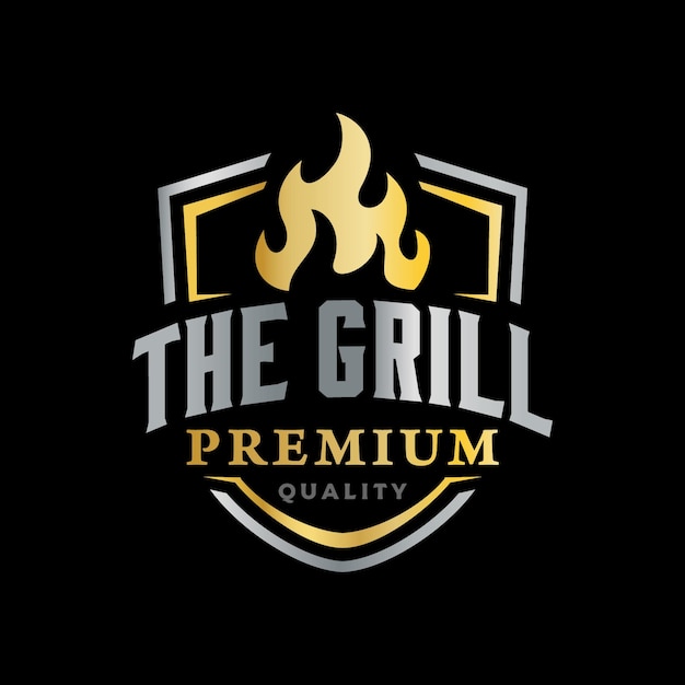 Luksusowy Elegancki Szablon Logo Emblemat Grilla Grill Premium