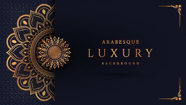 Plik wektorowy luksusowy mandali tło z złotym arabeska wzorem arabskim islamskim wschodu stylem