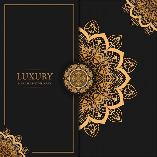 Plik wektorowy luksusowy mandali tło z złotym arabesku wzoru arabskim islamskim projektem