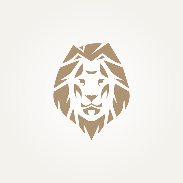 Luksusowy Na Białym Tle Streszczenie Głowa Lwa Ikona Etykiety Logo Szablon Wektor Ilustracja Projektu