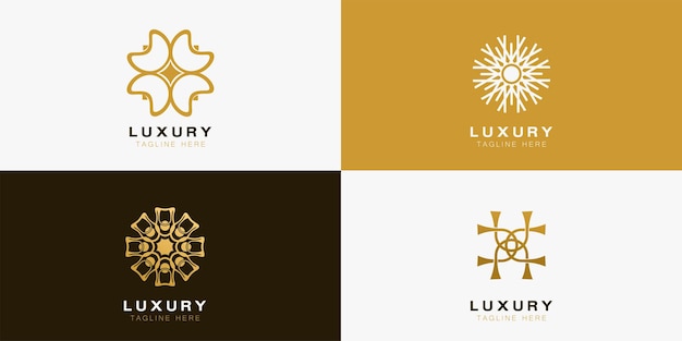 Luksusowy ornament logo i zestaw ikon Kolekcja projektowania logo abstrakcyjnego piękna kwiatu