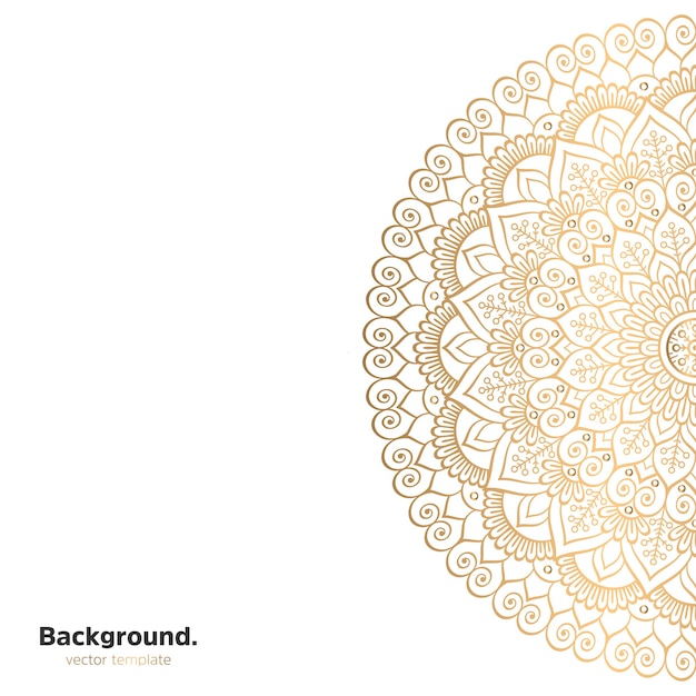 Luksusowy ozdobny mandali projekt tło w kolorze złotym