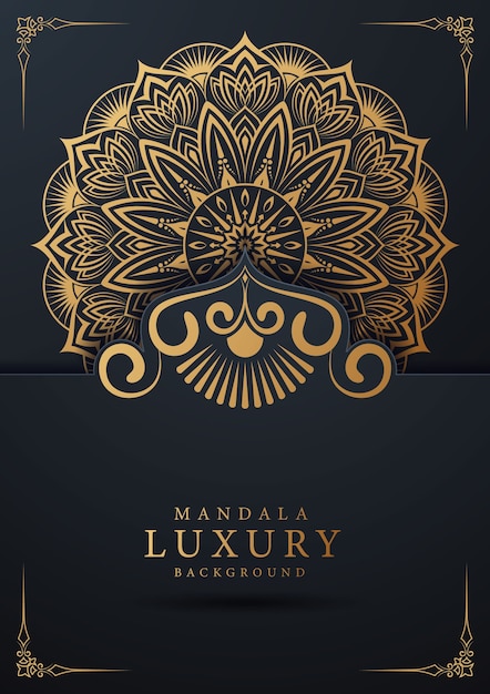 Plik wektorowy luksusowy ozdobny wzór mandali ze złotą arabeską i kwiatową ramą narożną arabski islamski styl wschodni