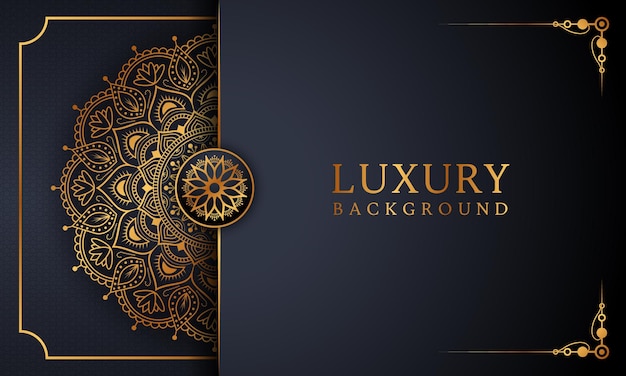 Luksusowy Ozdobny Wzór Tła Mandala W Złotym Wzór Arabeski Premium Wektorów