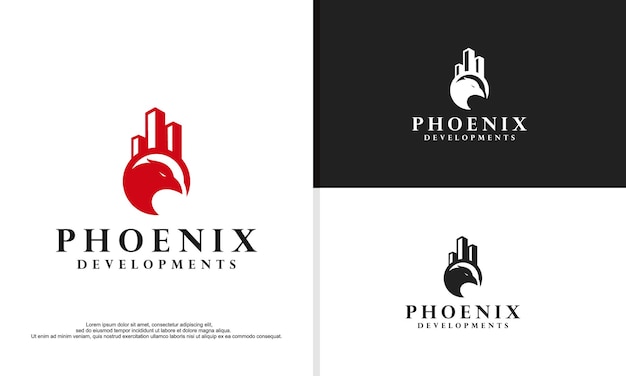 Luksusowy Phoenix Budynek Logo Wektor Kreatywny Ptak Phoenix Logo Wektor Projekt Ilustracja Projekt Logo Nieruchomości