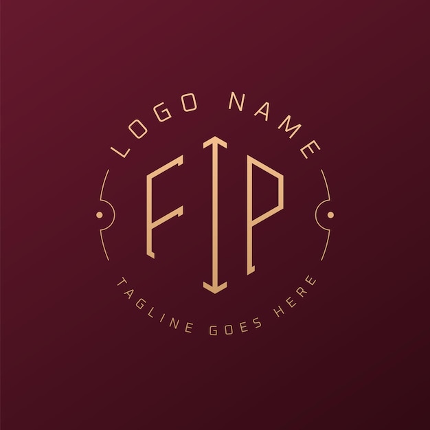 Luksusowy projekt logo FIP Elegant Letter FIP Monogram Logo Minimalist Polygon FIP Logo Design Template