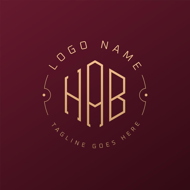 Luksusowy projekt logo HAB Elegant Letter HAB Monogram Logo Minimalist Polygon HAB Logo Design Template