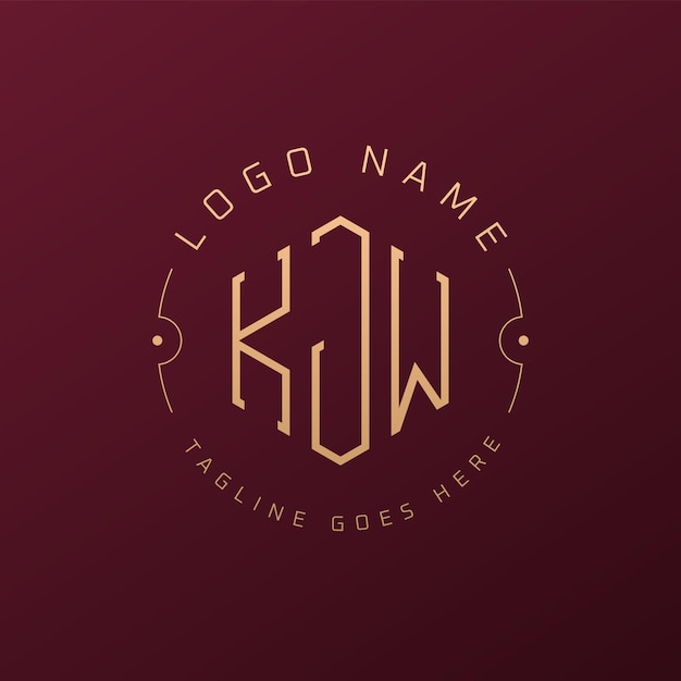 Luksusowy projekt logo KJW Elegant Letter KJW Monogram Logo Minimalist Polygon KJW Logo Design Template