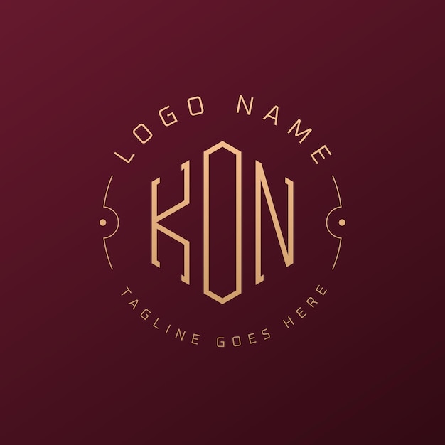Luksusowy projekt logo KON Elegancki list KON Monogram Logo Minimalistyczny wielobok KON Szablon projektu logo