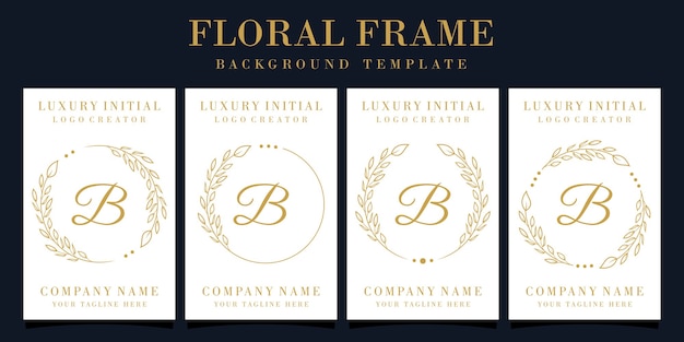 Plik wektorowy luksusowy projekt logo litera b z kwiatową ramką