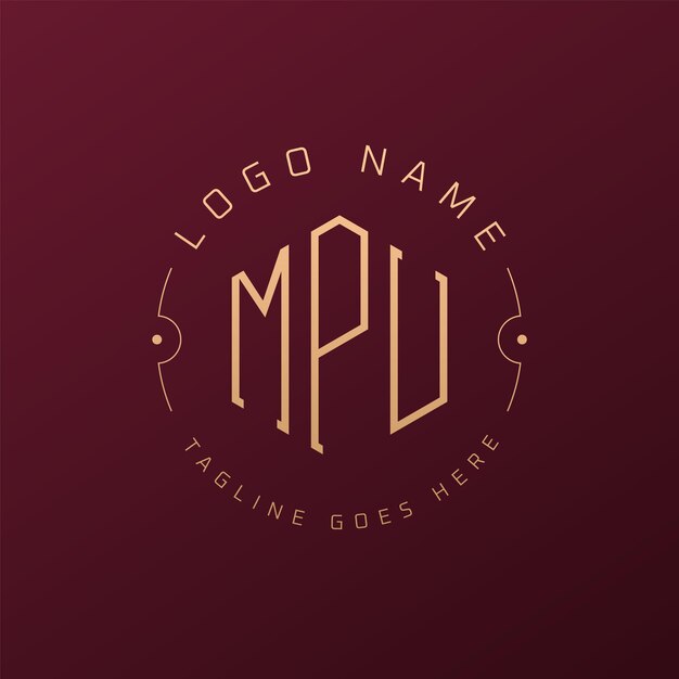 Luksusowy projekt logo MPU Elegant Letter MPU Monogram Logo Minimalist Polygon MPU Logo Design Template