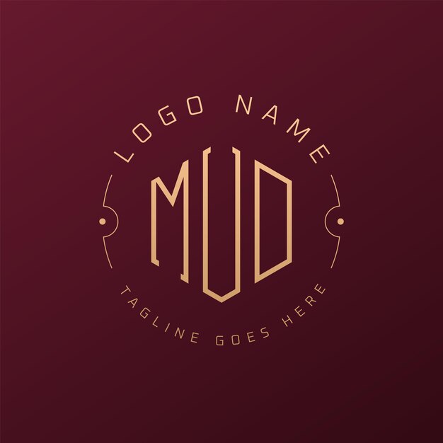 Luksusowy projekt logo MUD Elegant Letter MUD Monogram Logo Minimalist Polygon MUD Logo Design Template
