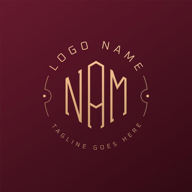 Luksusowy projekt logo NAM Elegant Letter NAM Monogram Logo Minimalist Polygon NAM Logo Design Template