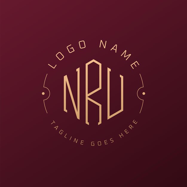 Luksusowy projekt logo NRU Elegant Letter NRU Monogram Logo Minimalist Polygon NRU Logo Design Template