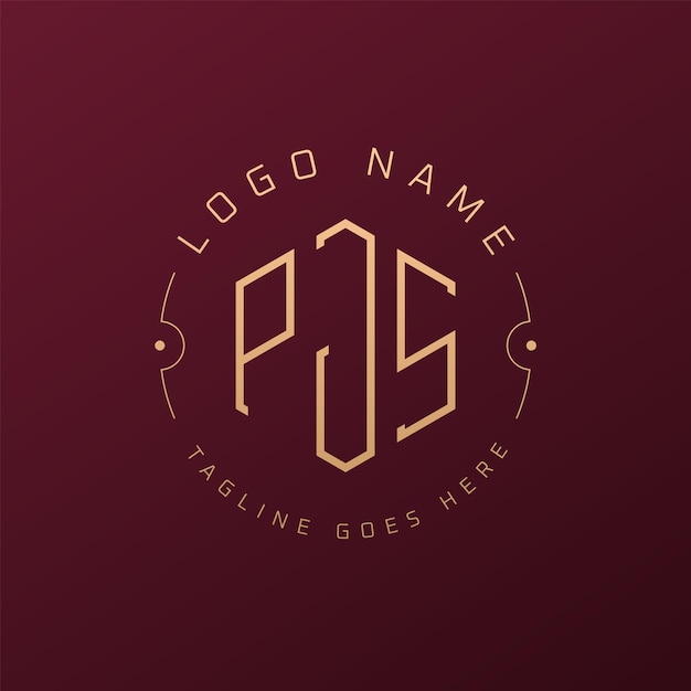 Luksusowy projekt logo PJS Elegant Letter PJS Monogram Logo Minimalist Polygon PJS Logo Design Template