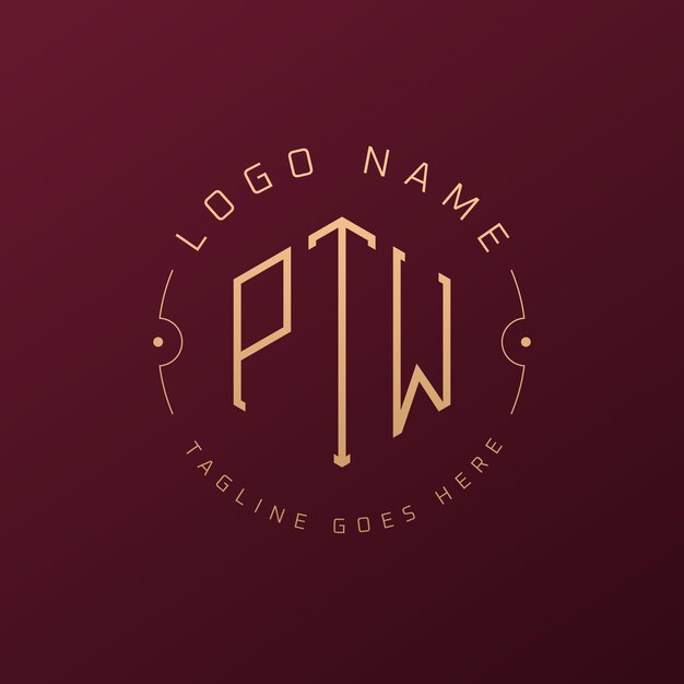 Luksusowy projekt logo PTW Elegant Letter PTW Monogram Logo Minimalist Polygon PTW Logo Design Template