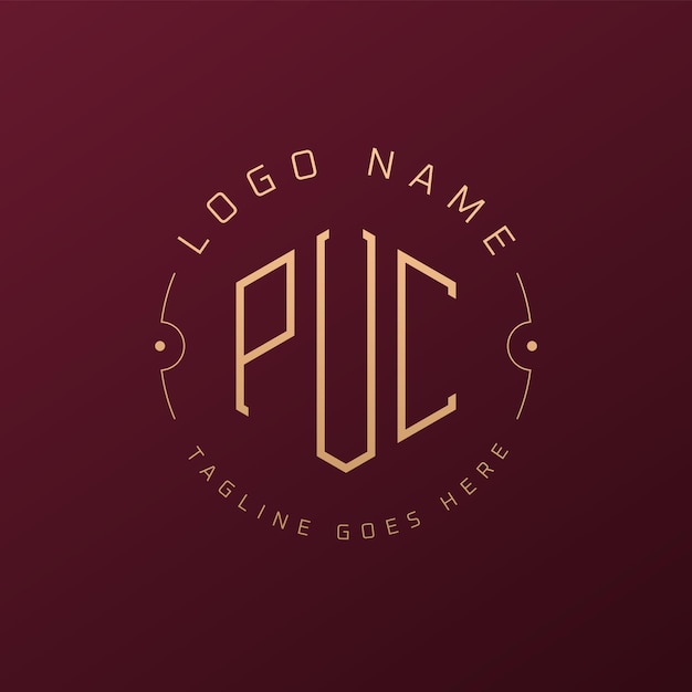 Luksusowy projekt logo PUC Elegant Letter PUC Monogram Logo Minimalist Polygon PUC Logo Design Template