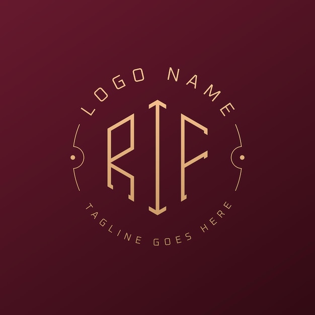 Luksusowy projekt logo RIF Elegant Letter RIF Monogram Logo Minimalist Polygon RIF Logo Design Template