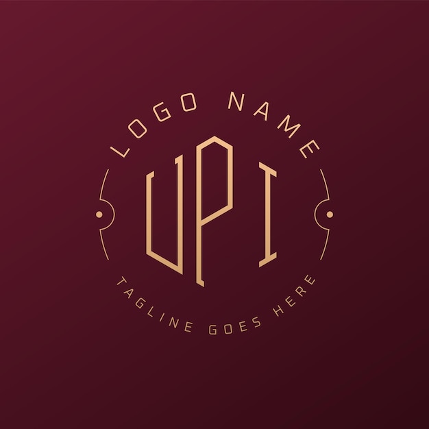 Luksusowy projekt logo UPI Elegant Letter UPI Monogram Logo Minimalist Polygon UPI Logo Design Template