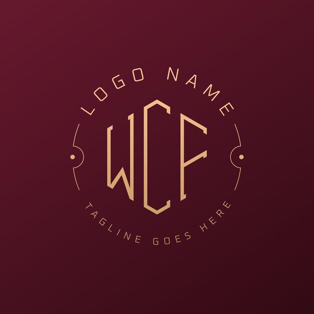 Luksusowy projekt logo WCF Elegant Letter WCF Monogram Logo Minimalist Polygon Wzorzec projektu logo WCF