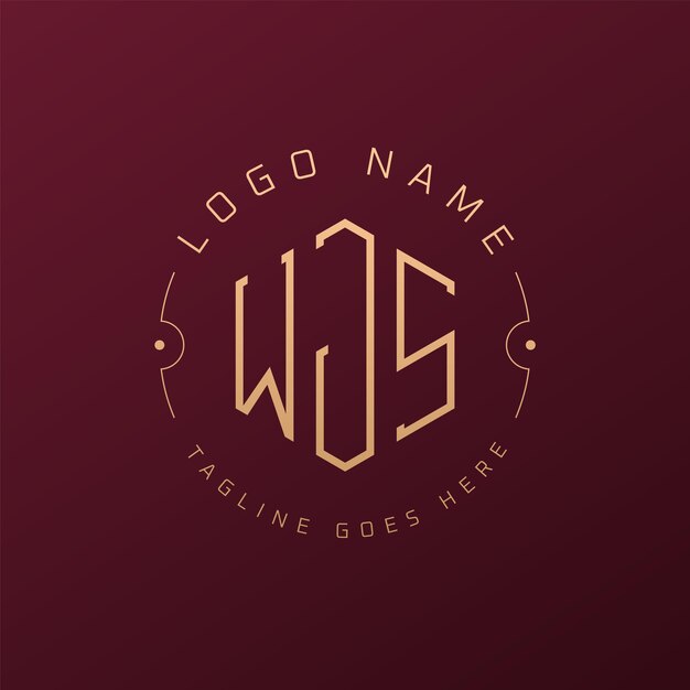 Luksusowy projekt logo WJS Elegant Letter WJS Monogram Logo Minimalist Polygon WJS Logo Design Template