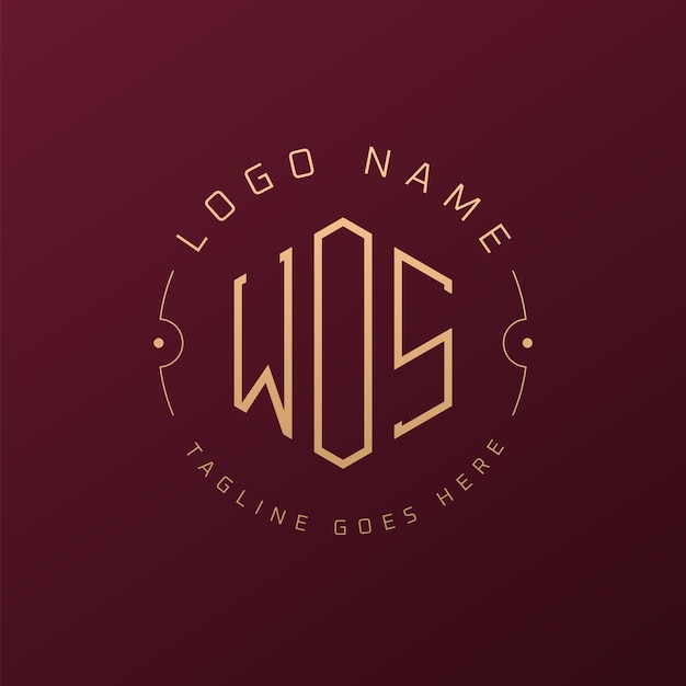 Luksusowy projekt logo WOS Elegant Letter WOS Monogram Logo Minimalist Polygon WOS Logo Design Template
