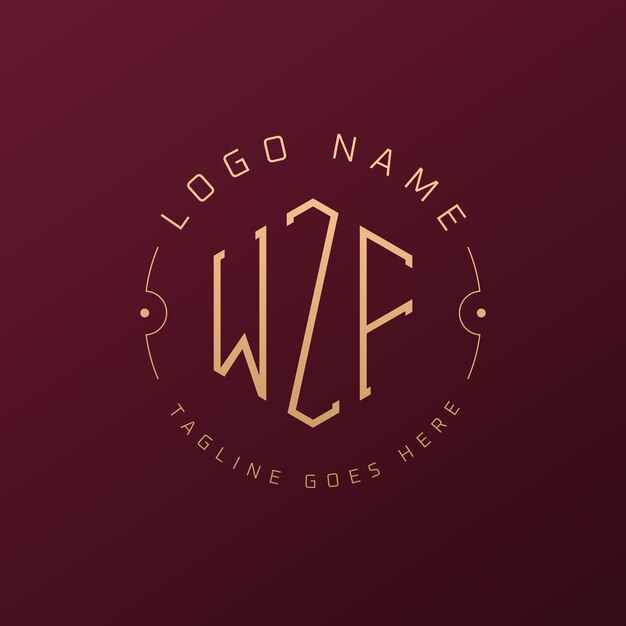 Luksusowy projekt logo WZF Elegant Letter WZF Monogram Logo Minimalist Polygon WZF Logo Design Template