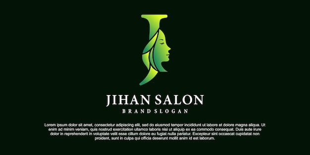 Luksusowy Projekt Wektor Ilustracja Zielony Kolor Gradientu Monogram Piękna Logo Pierwsza Litera J
