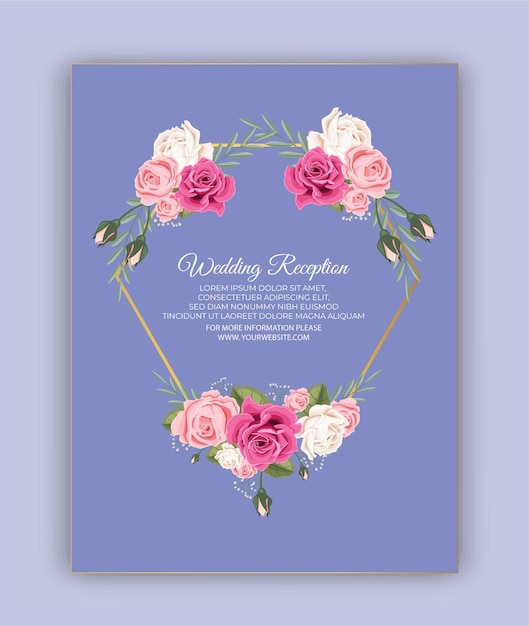 Plik wektorowy luksusowy ślubny kwiatowy zaproszenie na ślub szablon zaproszenia ślubne